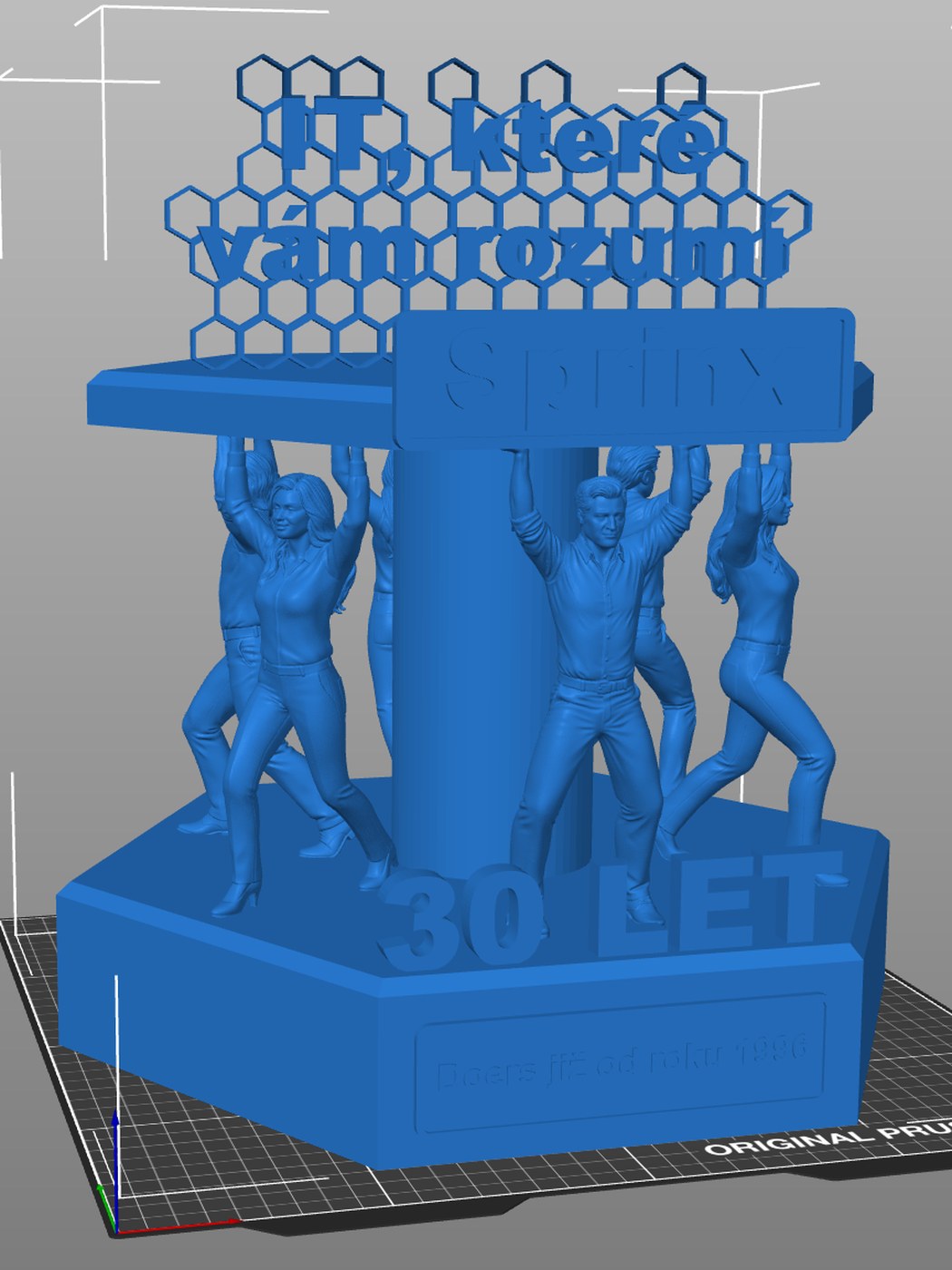 Trofej k 30 letům firmy Sprinx 3 3D model celé sestavy trofeje připravený k tisku na Prusa XL