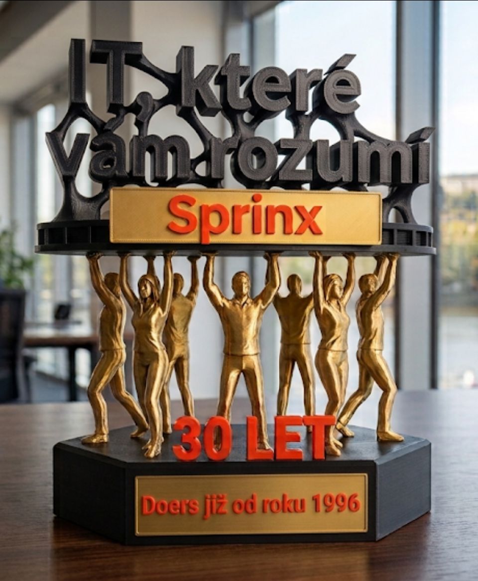 Trofej k 30 letům firmy Sprinx 2 Ilustrační zadání trofeje od zákazníka